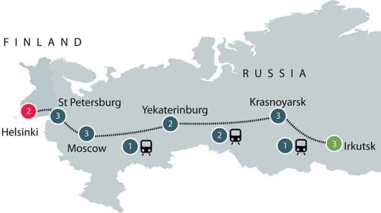 Irkutsk to Helsinki on the Trans-Siberian Railway itinerary