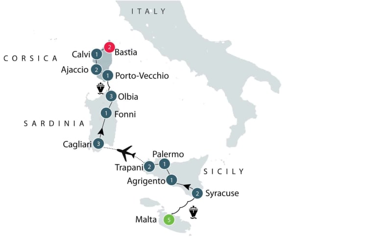 Mediterranean Islands Small Group Tour | Malta, Sicily, Sardinia and Corsica itinerary