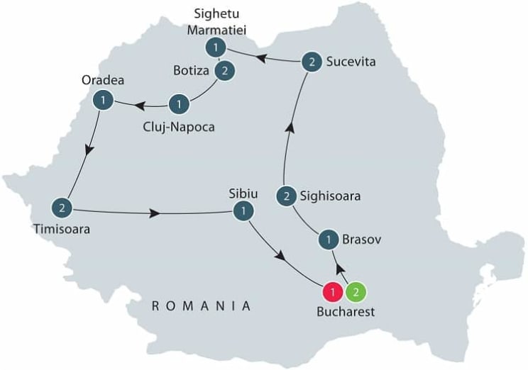 Discover Romania itinerary