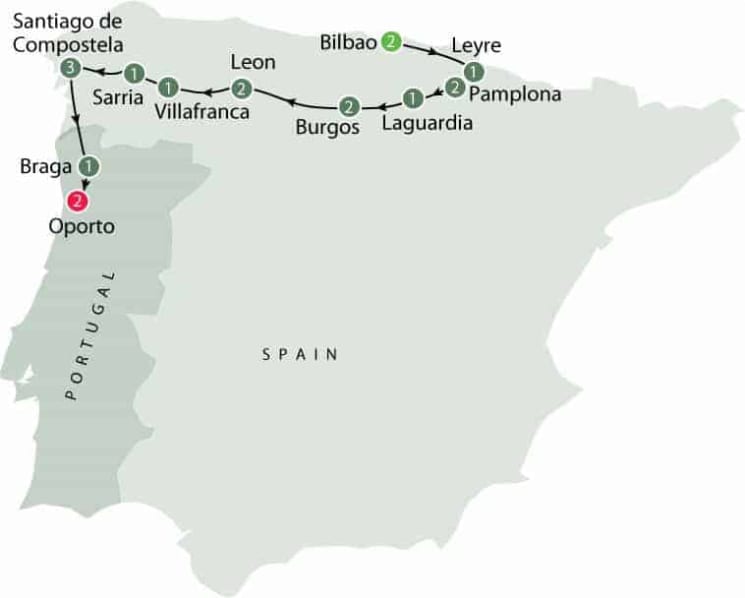 Saint James Way Small Group Walking Tour (The Camino)- Spain itinerary