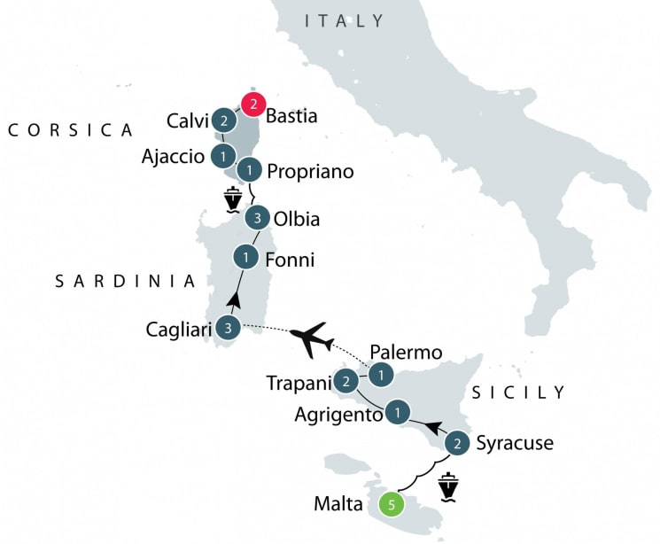 Mediterranean Islands Small Group Tour | Malta, Sicily, Sardinia and Corsica itinerary