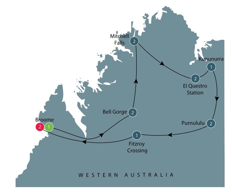 Small group tour of Australia's Kimberley itinerary