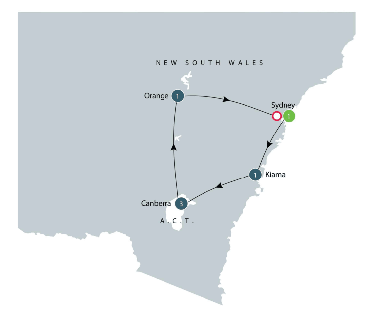 Small group tour to Southern Highlands and Canberra itinerary