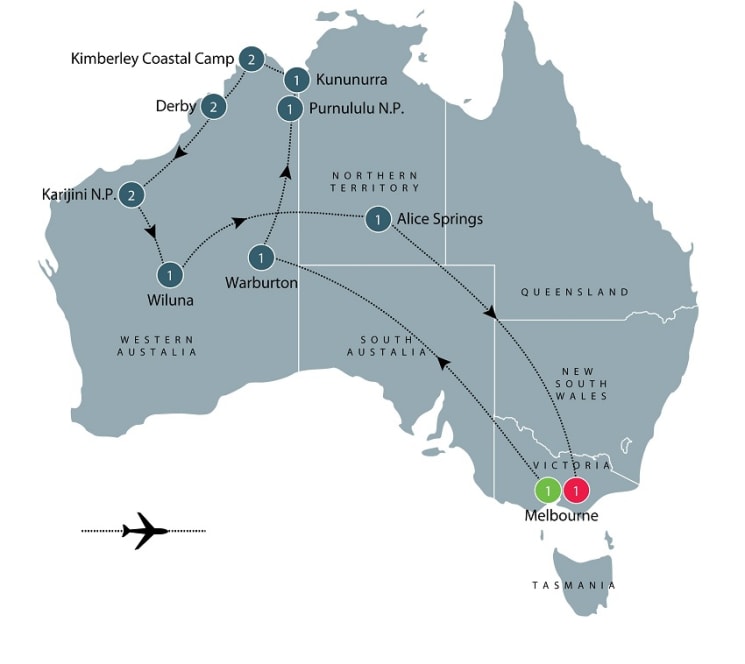 Kimberley and Pilbara explored by air itinerary