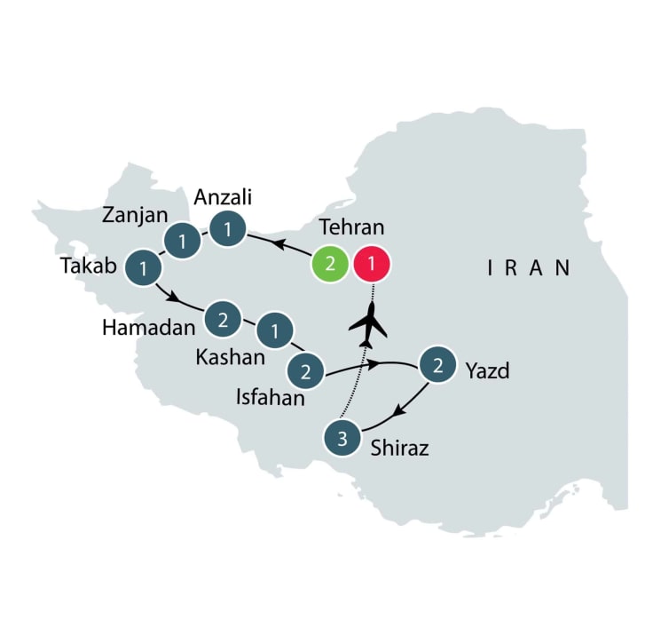 Iran Culture and History Escorted Small Group Tour for seniors itinerary