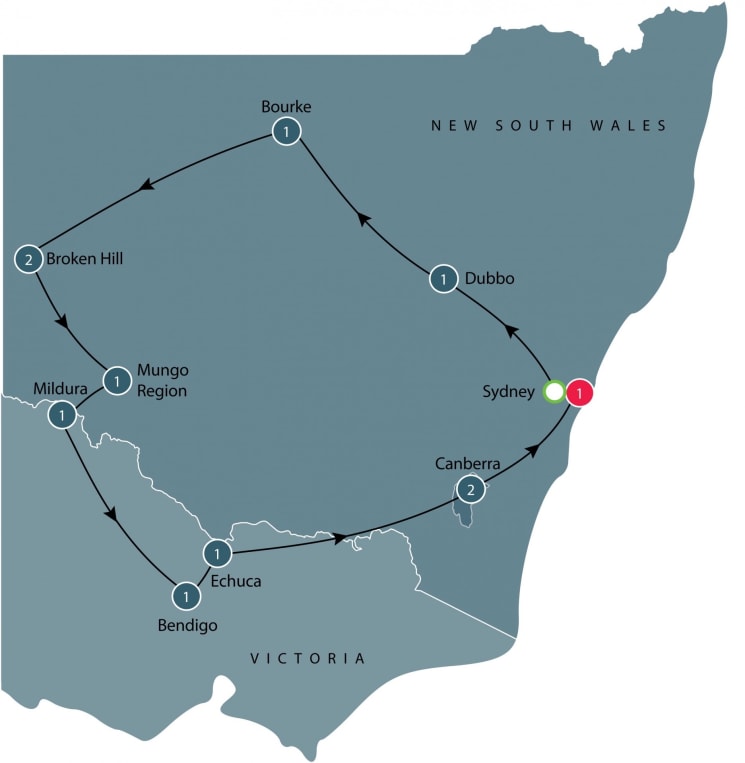 Escorted small group tour of New South Wales and Victoria itinerary