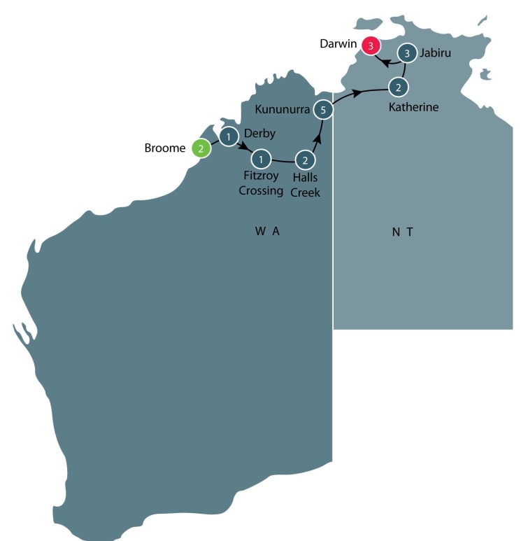 Broome - Darwin small group tour. itinerary