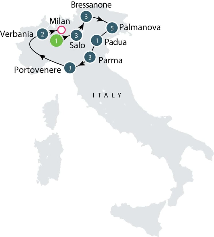 Tour of Northern Italy's Lakes and Alps itinerary