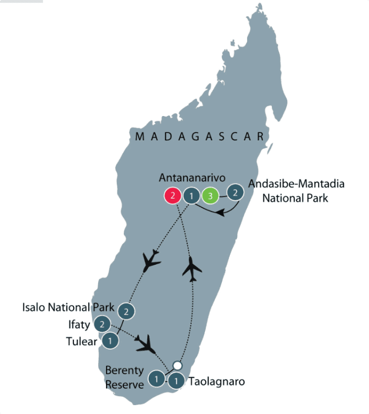 Location of study sites at Ibity mountain, Madagascar, with different