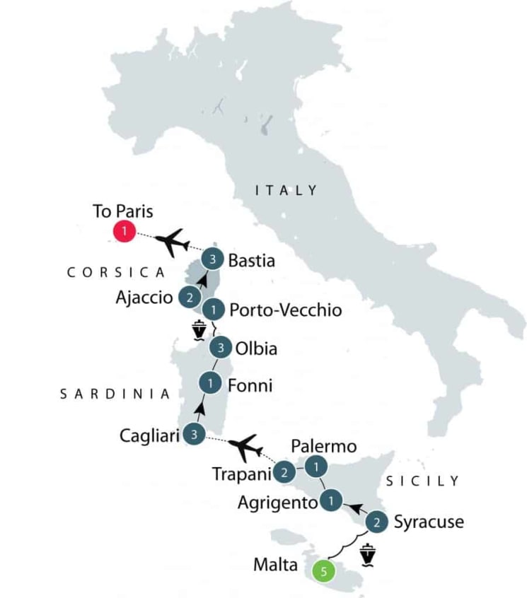 Mediterranean Islands Small Group Tour | Malta, Sicily, Sardinia and Corsica itinerary