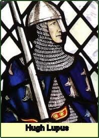 A stained glass depiction of Earl Hugh