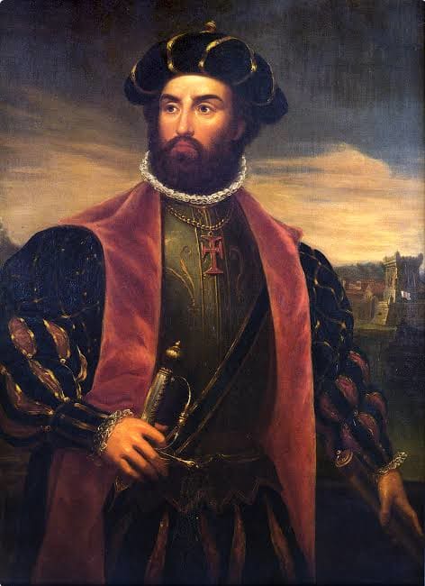 A painting of Vasco da Gama, a Portuguese explorer and the first European to reach India by sea