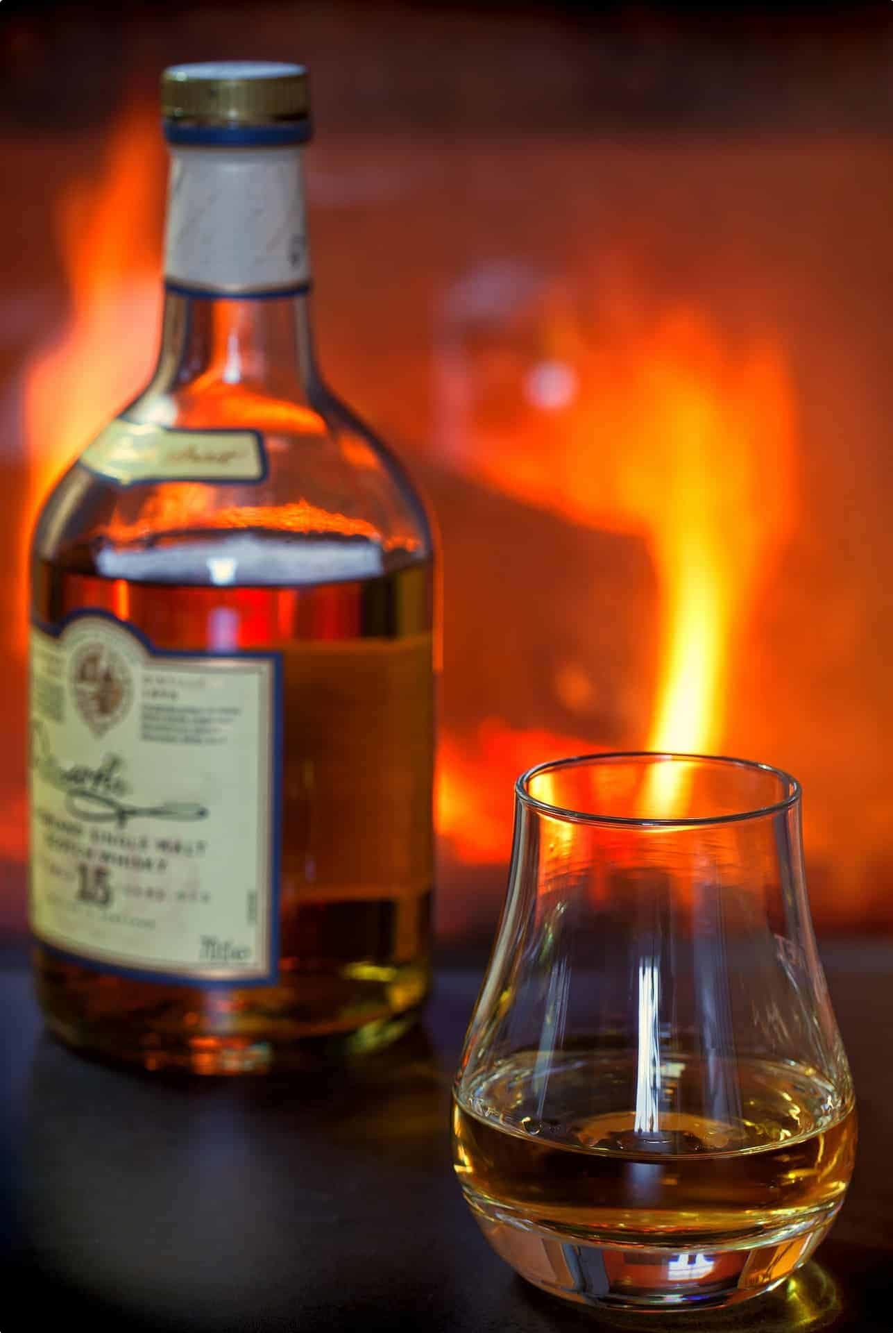 whisky glass and bottle