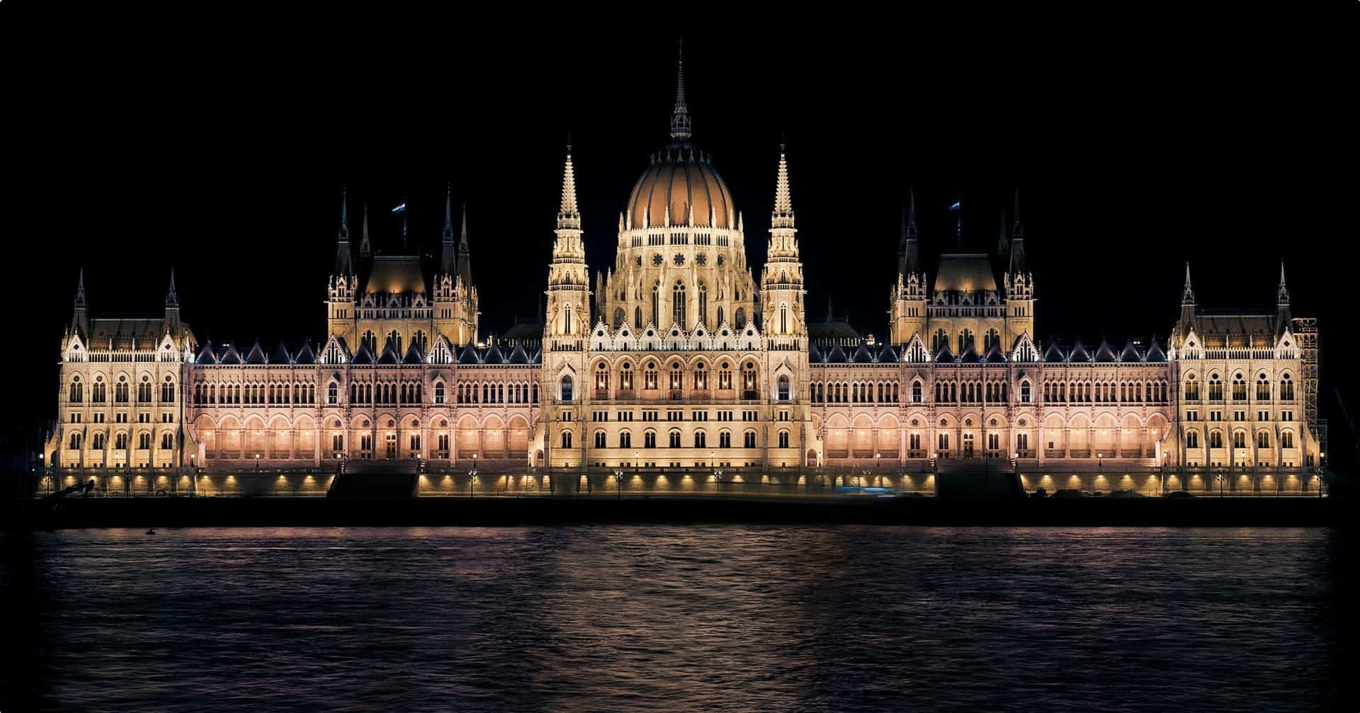 The Parliament building at night