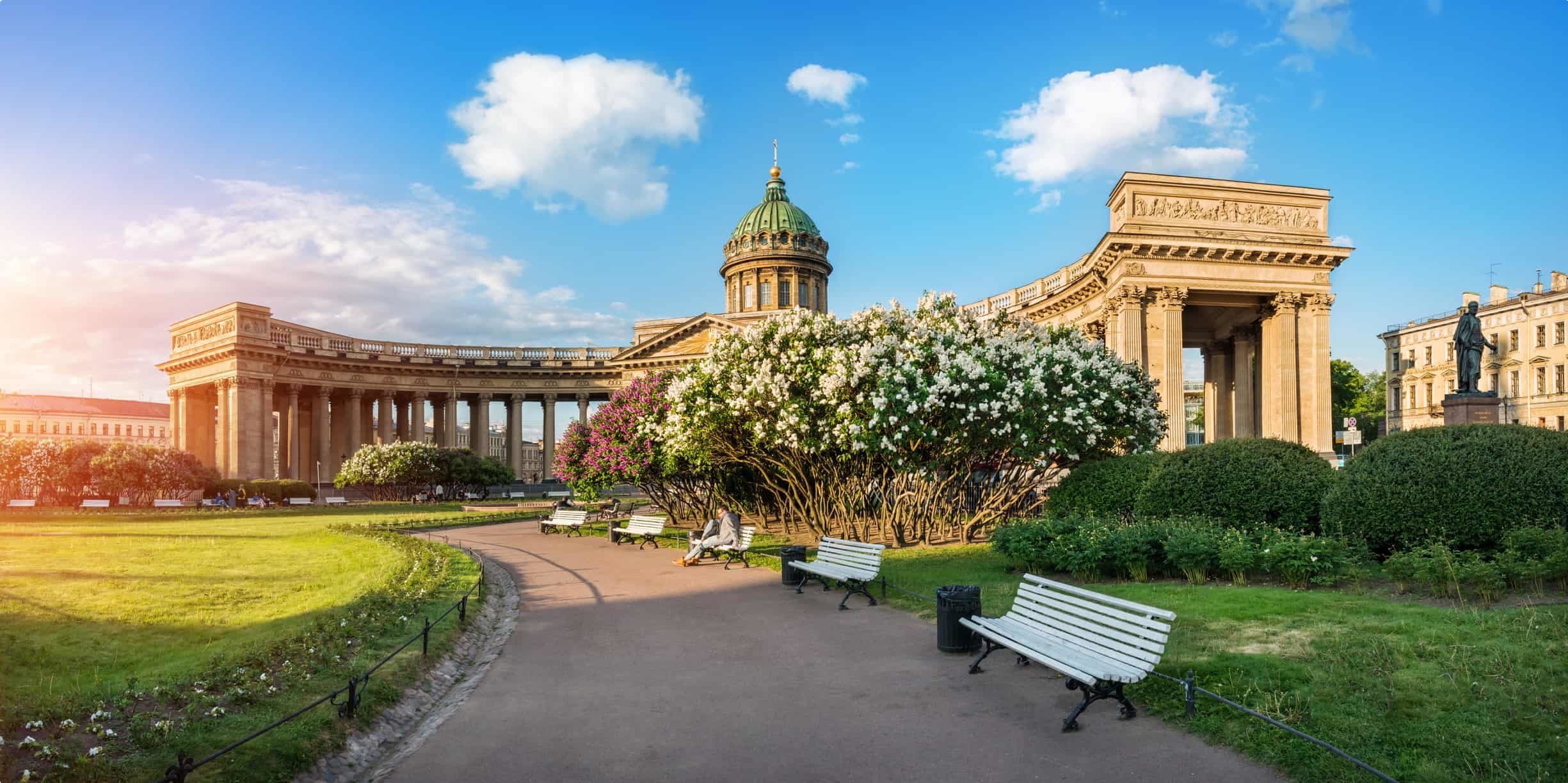 Kazan Cathedral bushes of blossoming lilacs