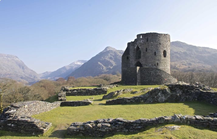 Dolbadarn Castle Keep in Llanberis, 13th century, near Padarn lake, Wales, UK