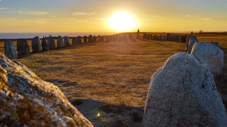 Ale's Stones (Ales stenar), a megalithic monument in Skåne, Sweden.