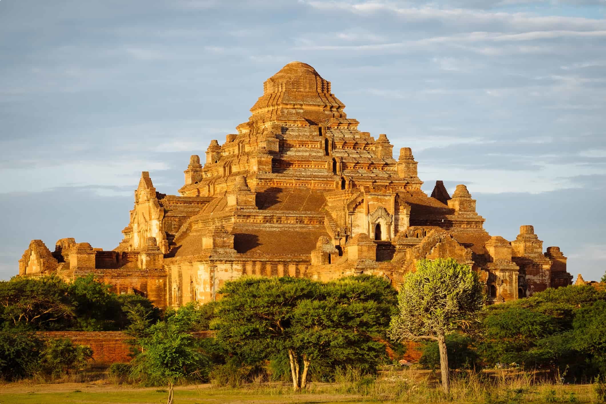 Scenic sunset view of ancient temple Dhammayangyi in Bagan