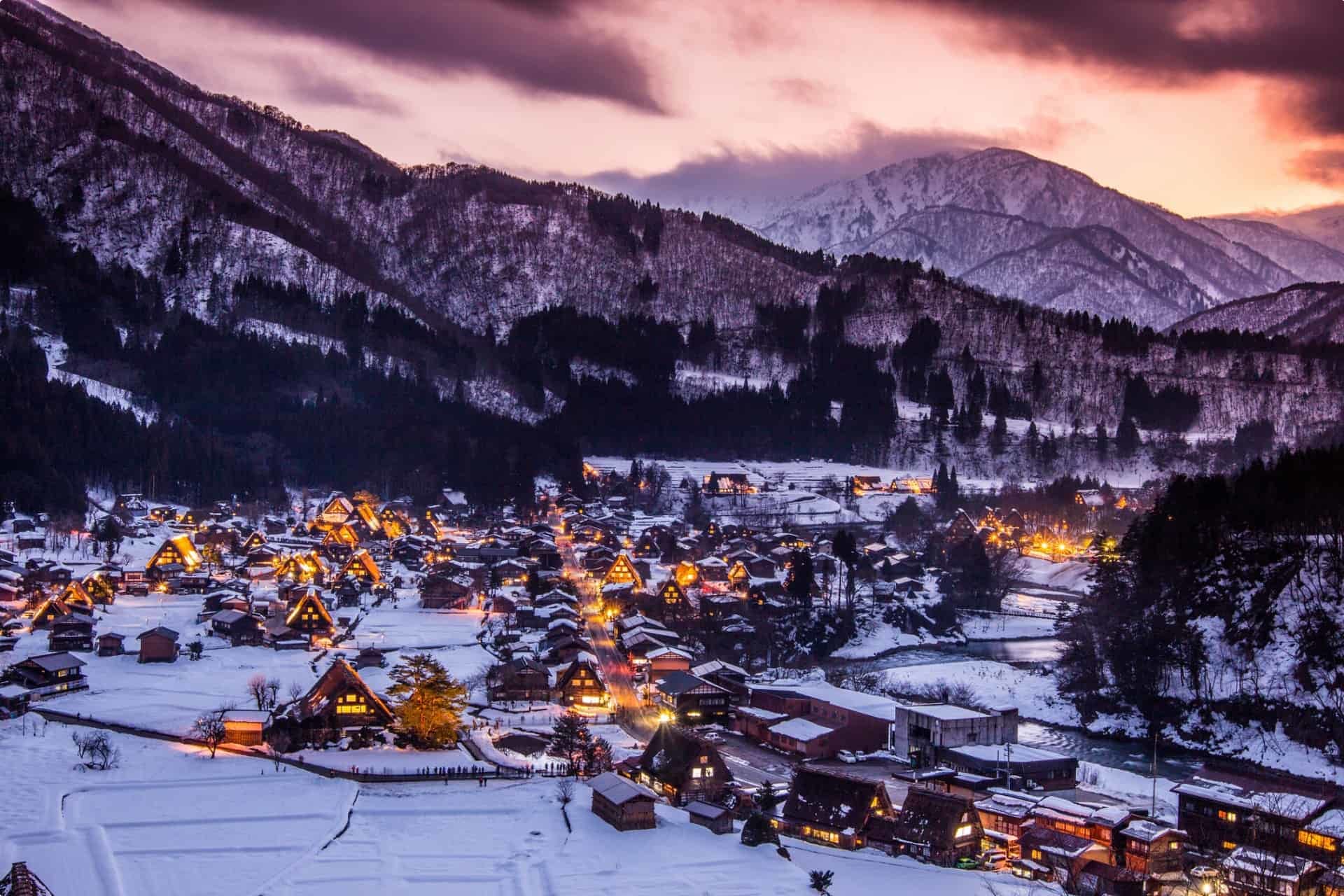 Shirakawago Village in Winter Japan