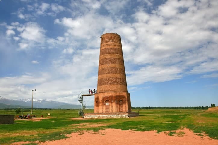 The Burana Tower in the Chuy Valley at northern of the country's capital Bishkek, Kyrgyzstan