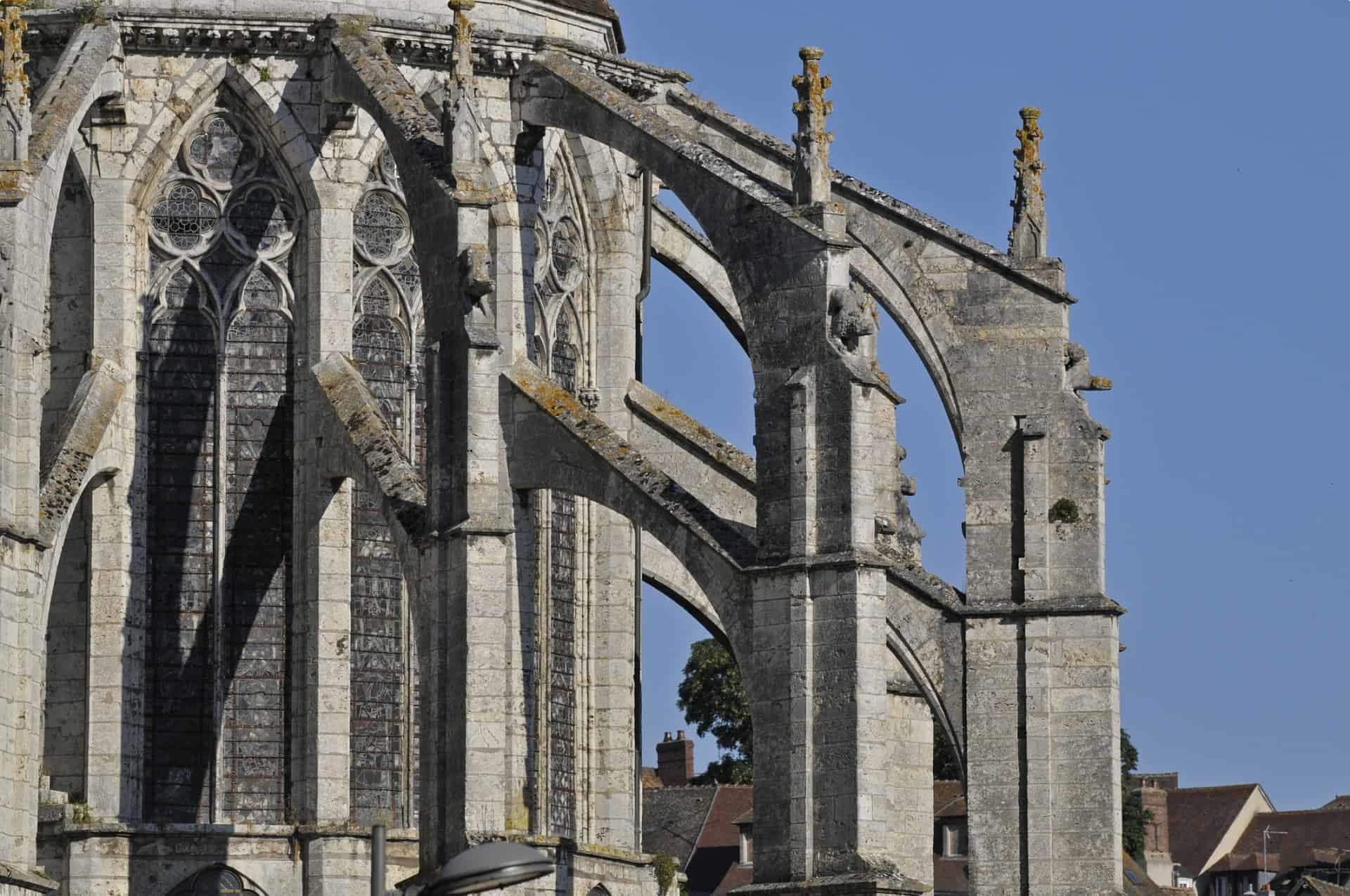 Flying buttresses on a Gothic building