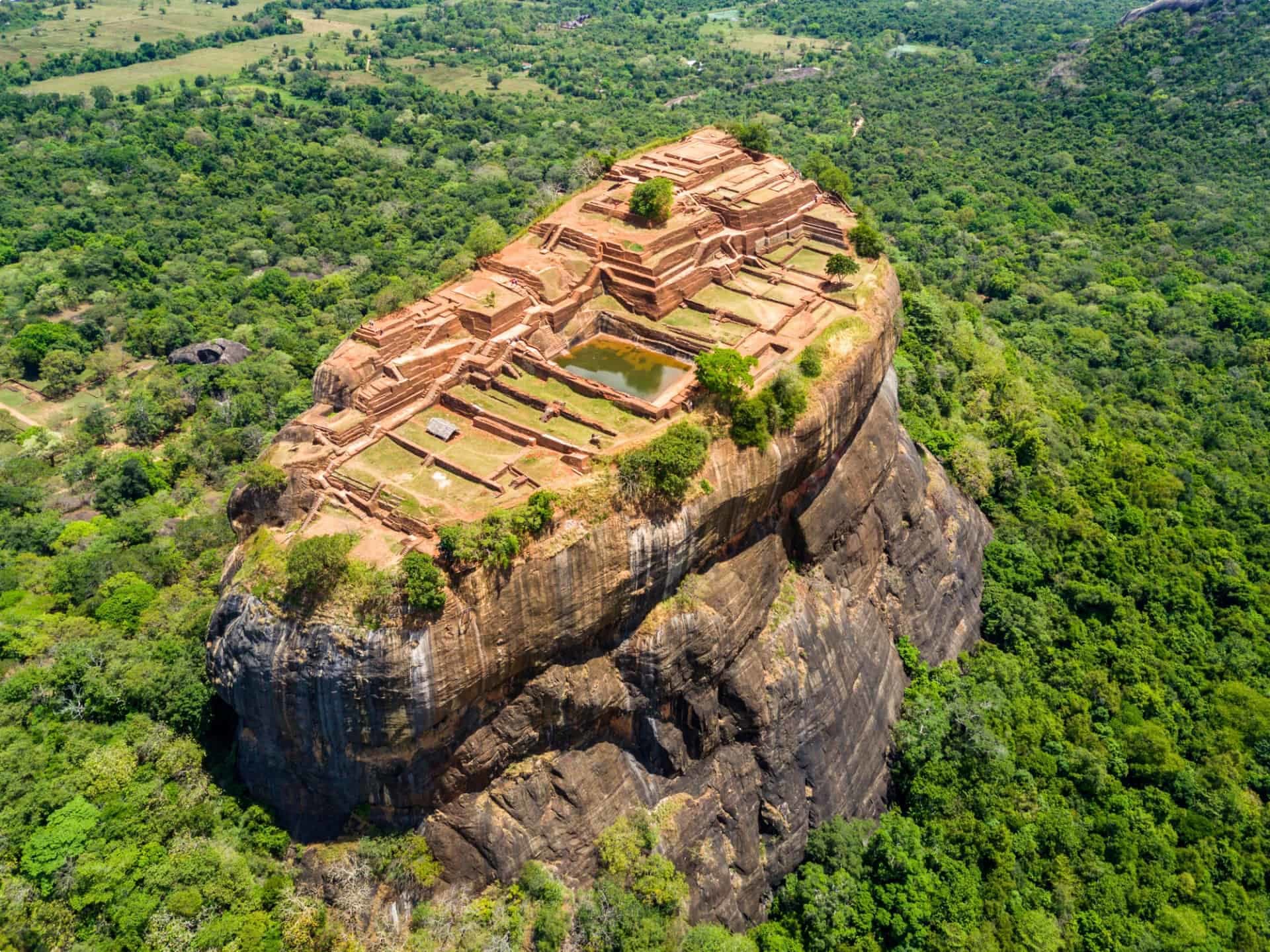 Aerial View of the Sigiriya Rock Fortress in Sri Lanka