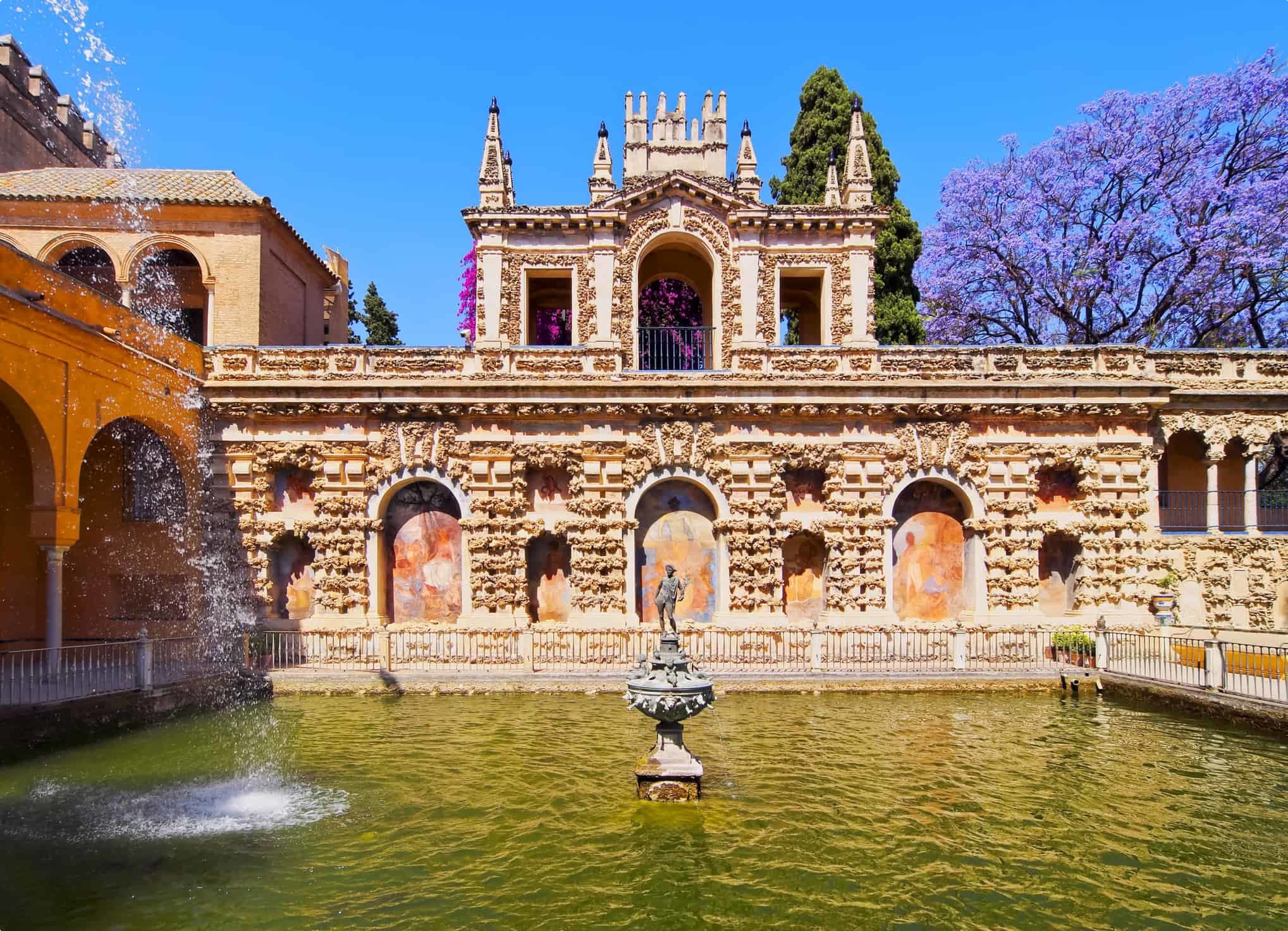 Fountains in the gardens of the Alcazar of Seville