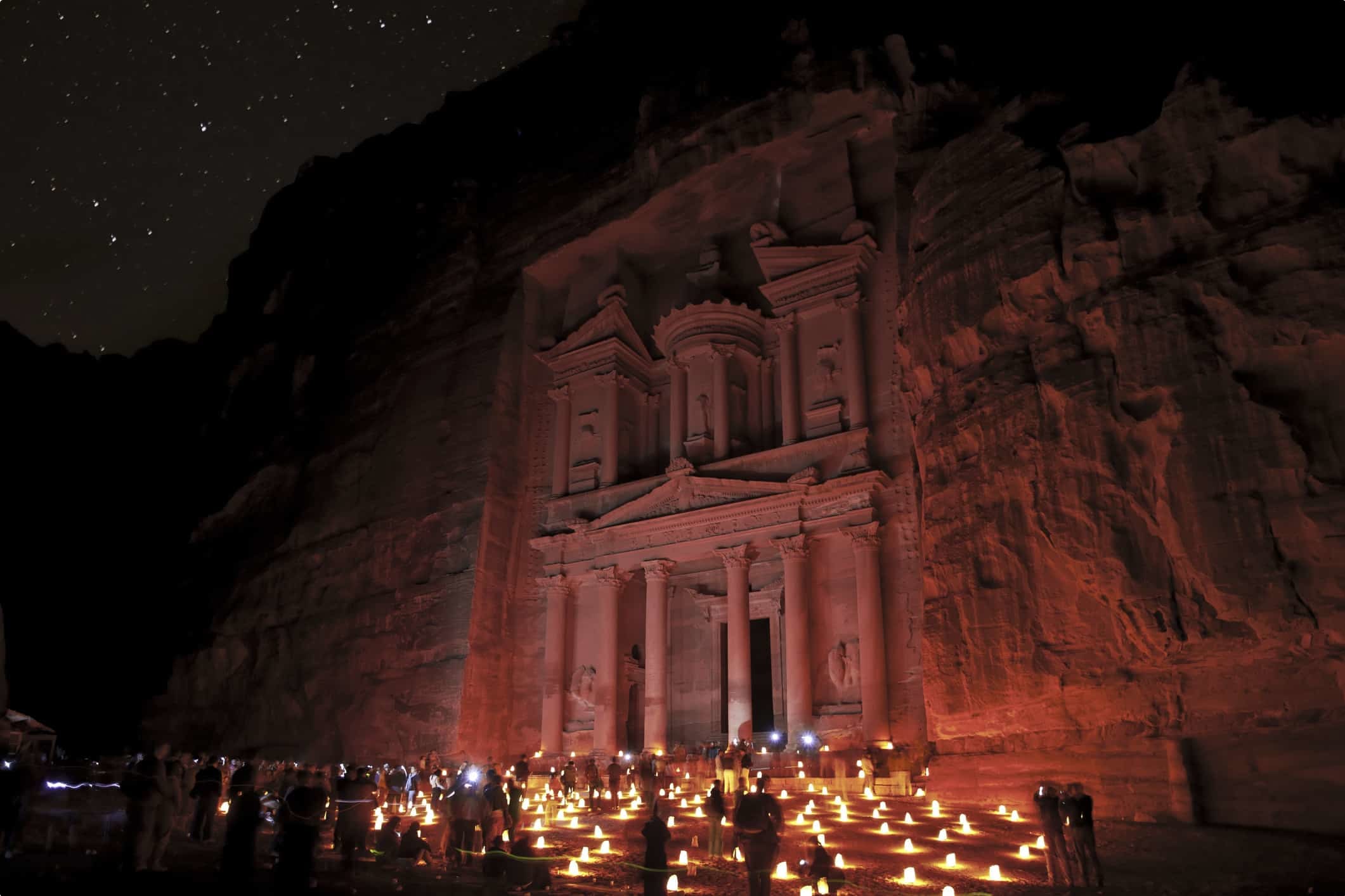 Petra historical sight by night