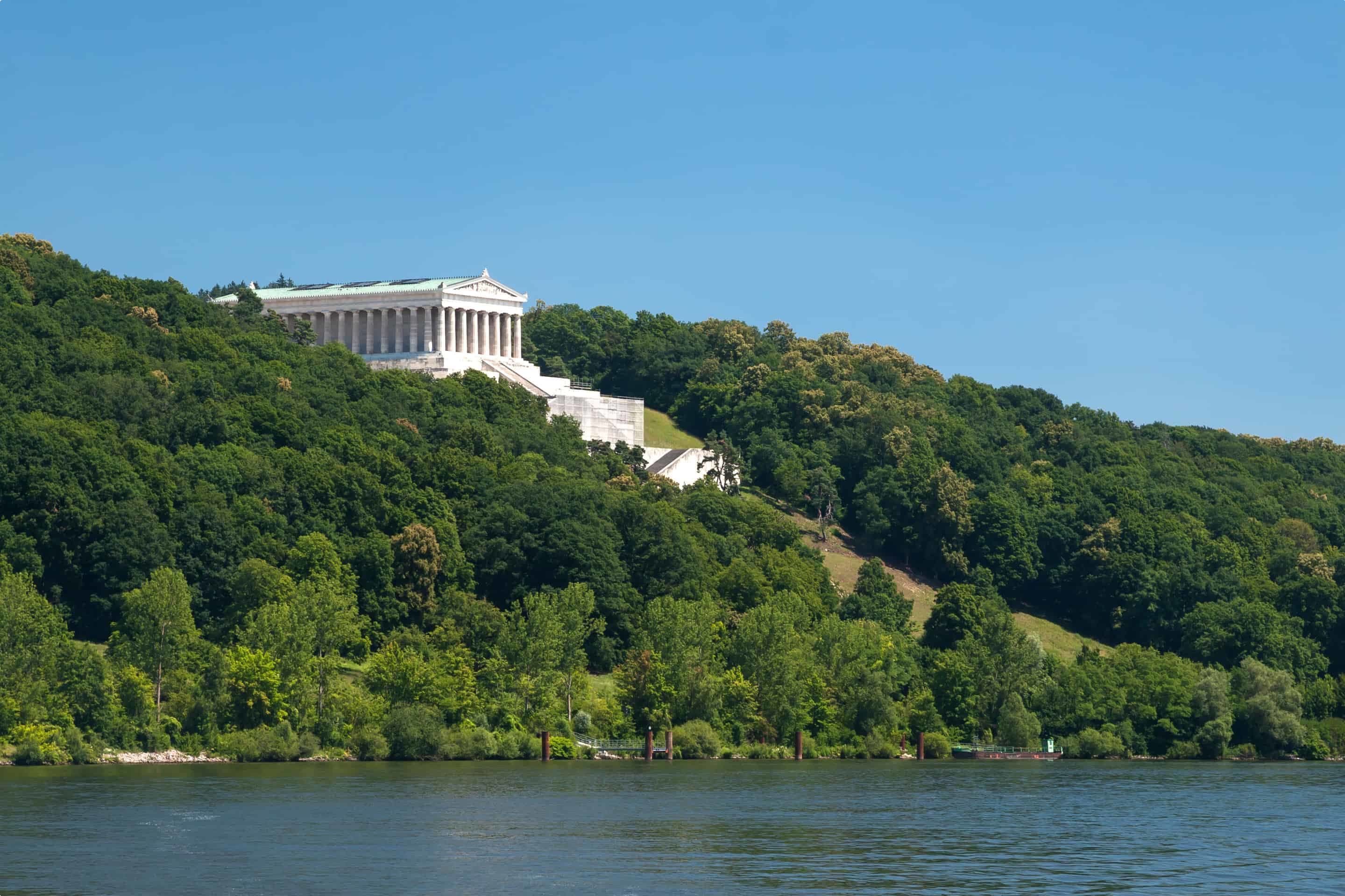 Walhalla Memorial at the river, near the city of Regensburg in Bavaria, Germany