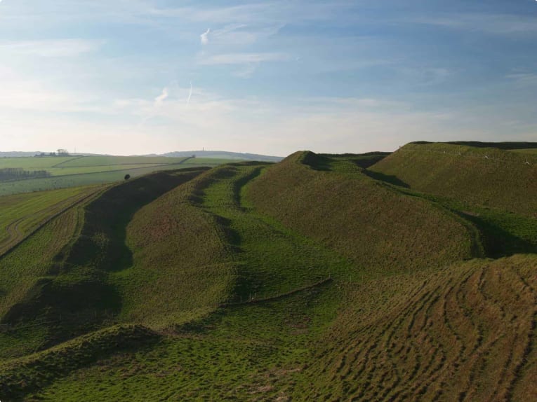 Iron age hill fort Maiden Castle Dorset 