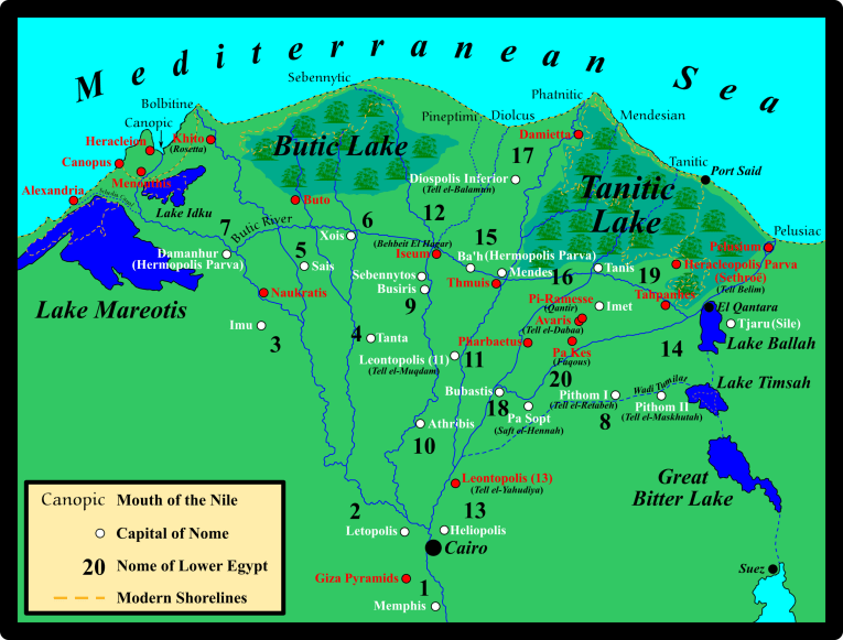 A map of the Nile River Delta
