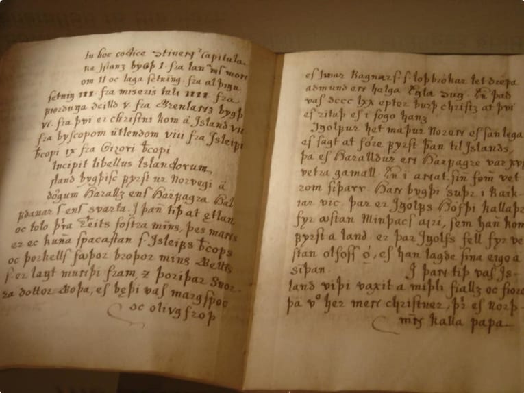 A page from Íslendingabók, the Book of Icelanders