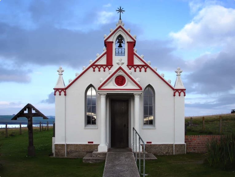 The exterior of the Italian Chapel