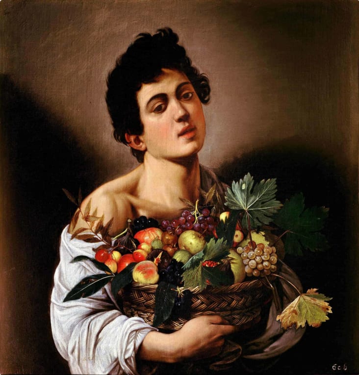 Boy with a Basket of Fruit Caravaggio painting