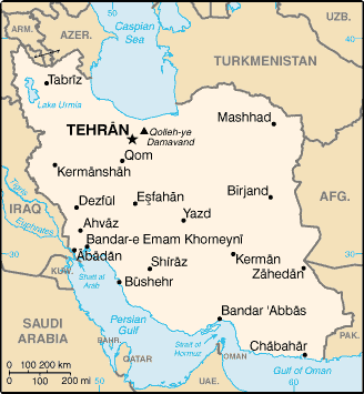 A map of Iran and its neighbours