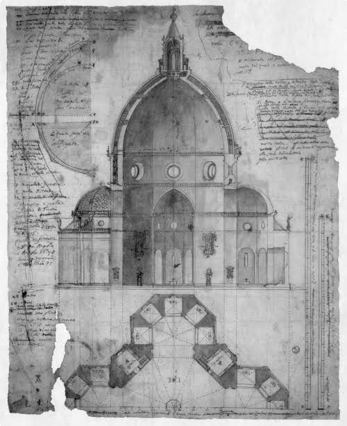 Cigoli's drawing of Brunelleschi's Santa Maria del Fiore 