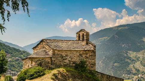 A church on a hillside in Andorra