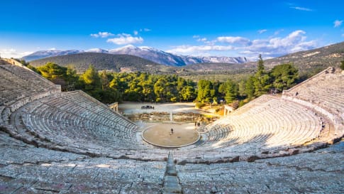 The ancient theater of Epidaurus Argolida prefecture, Peloponnese, Greece.