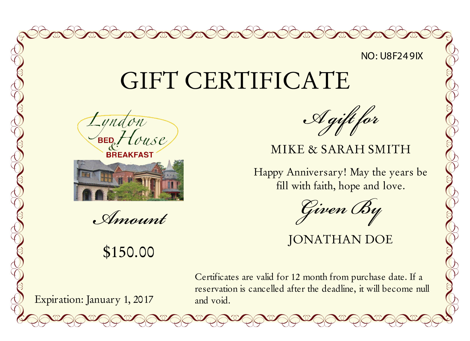 Lyndon House Gift Certificates