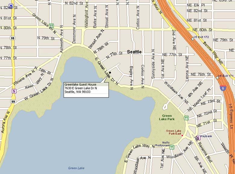 Directions to Greenlake Guest House Bed & Breakfast, Seattle