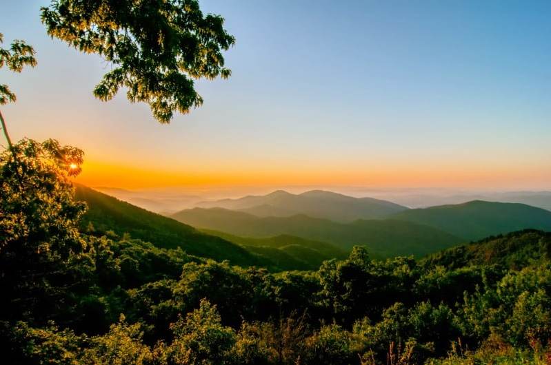 Asheville Blue Ridge Mountain sunset