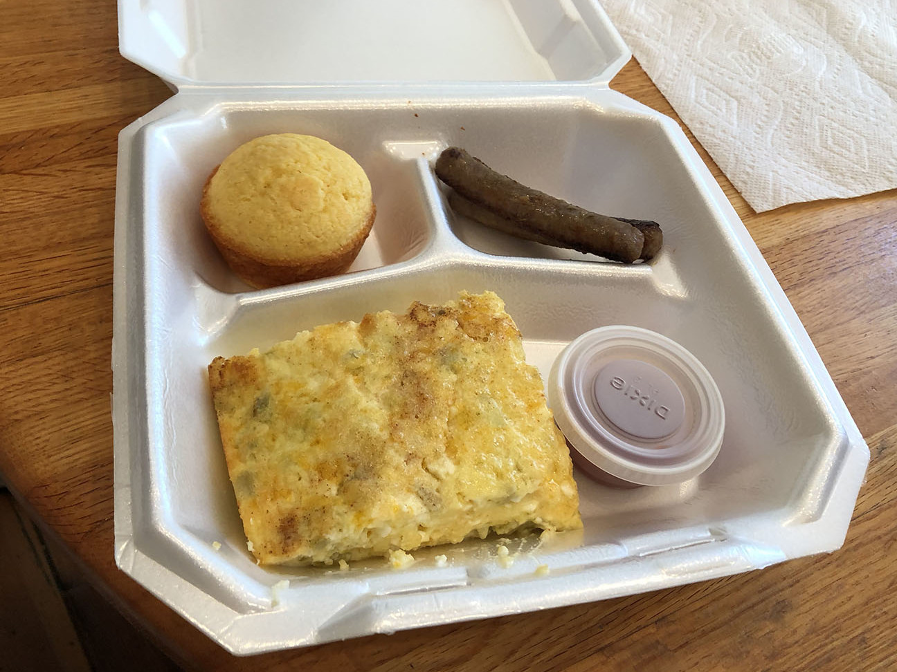 mexican egg casserole served in disposable container