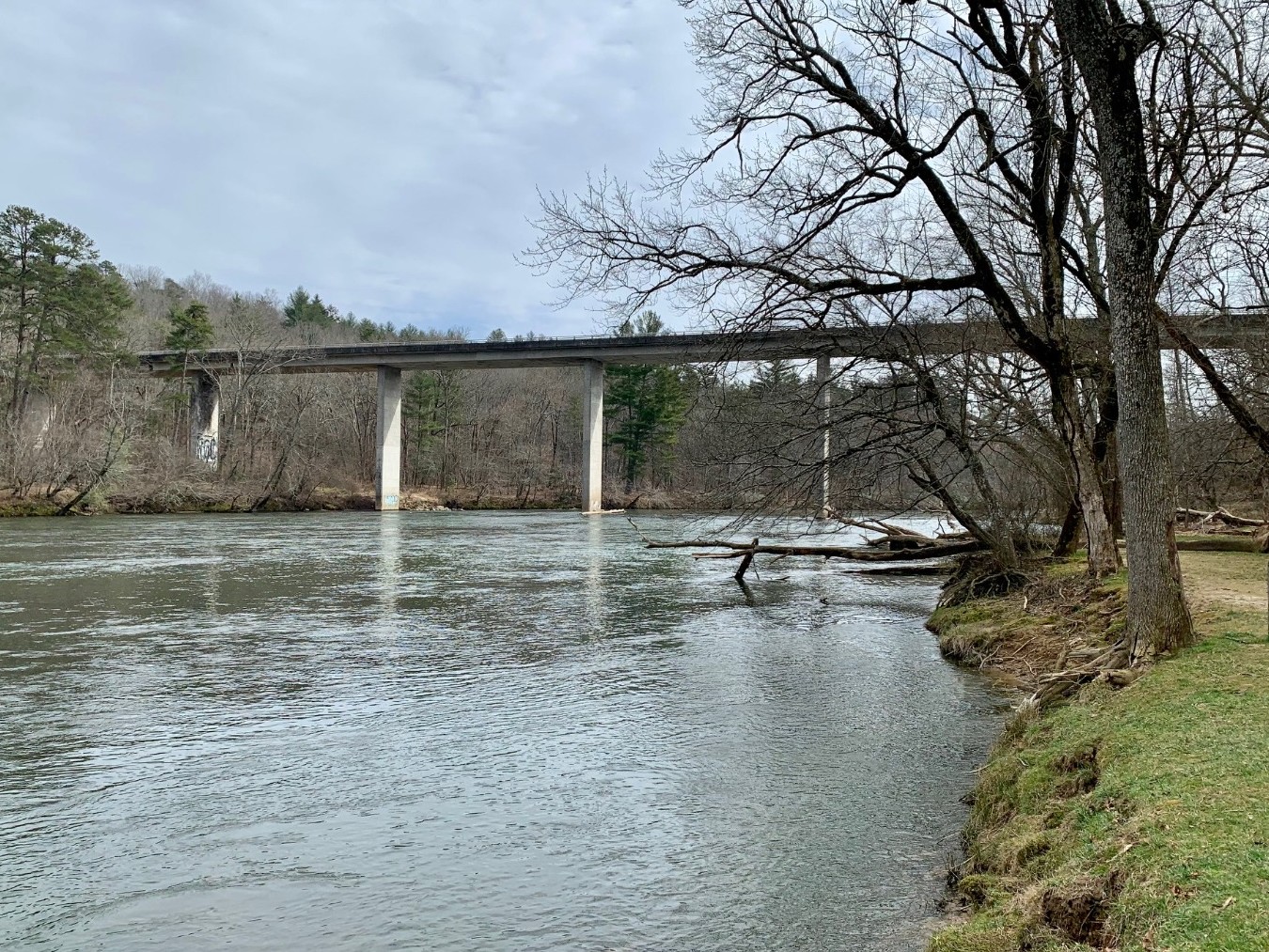 French Broad River with Blue Ridge Parkway Bridge in the background