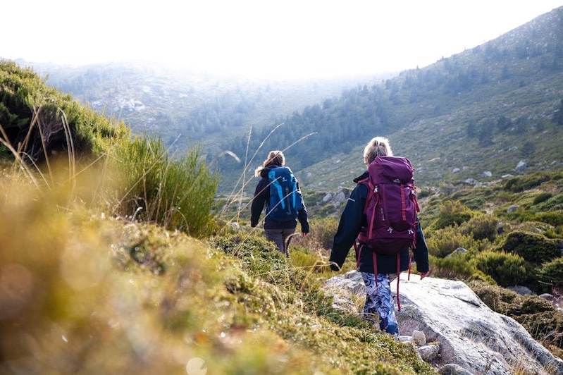 two women hiking