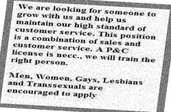 LGTs encouraged to apply|Lesbiske og homofile oppfordres til å søke annonse