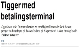 Beggar with pay terminal|Tigger med betalingsterminal tigger