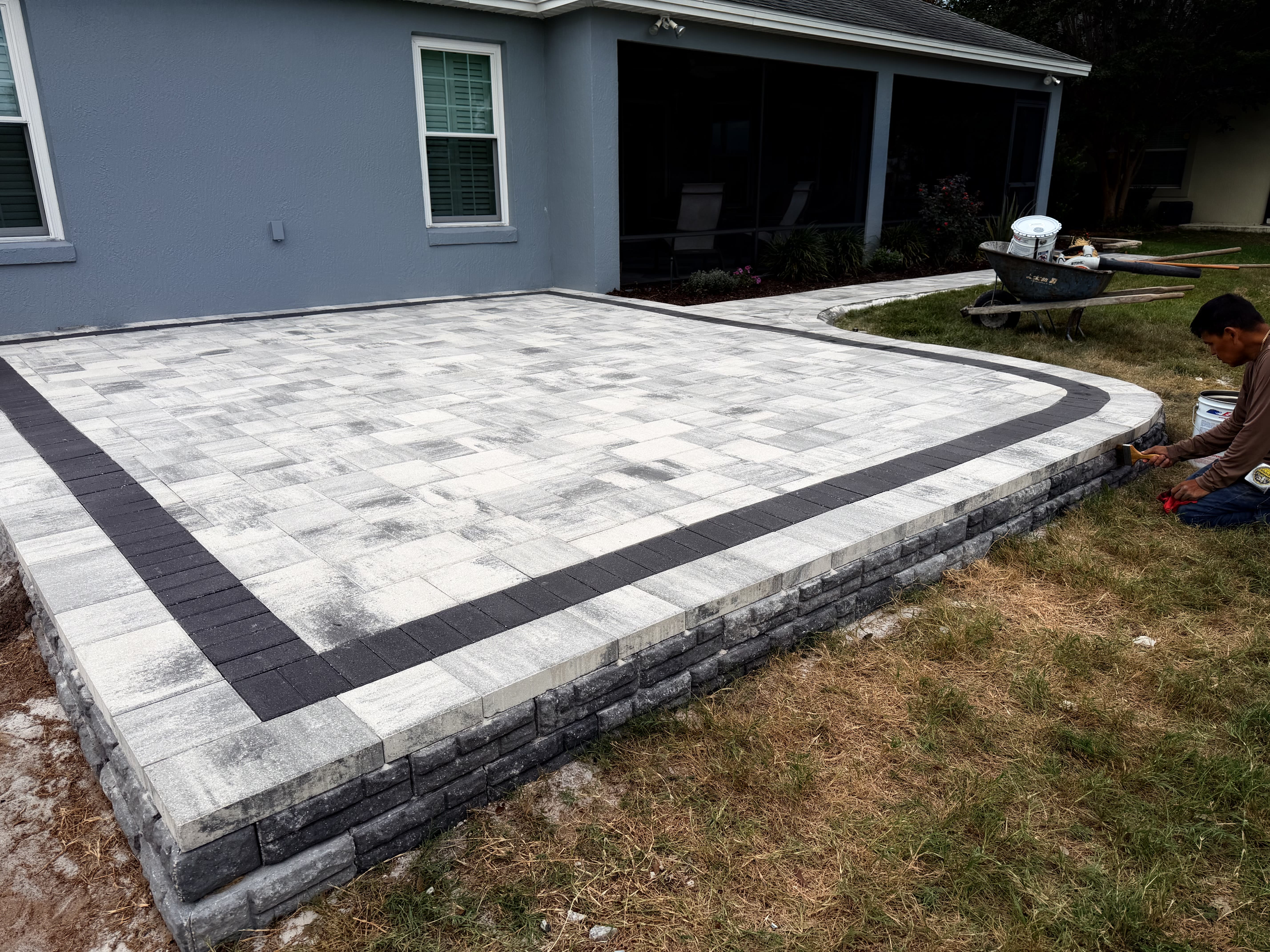 Raised paver patio