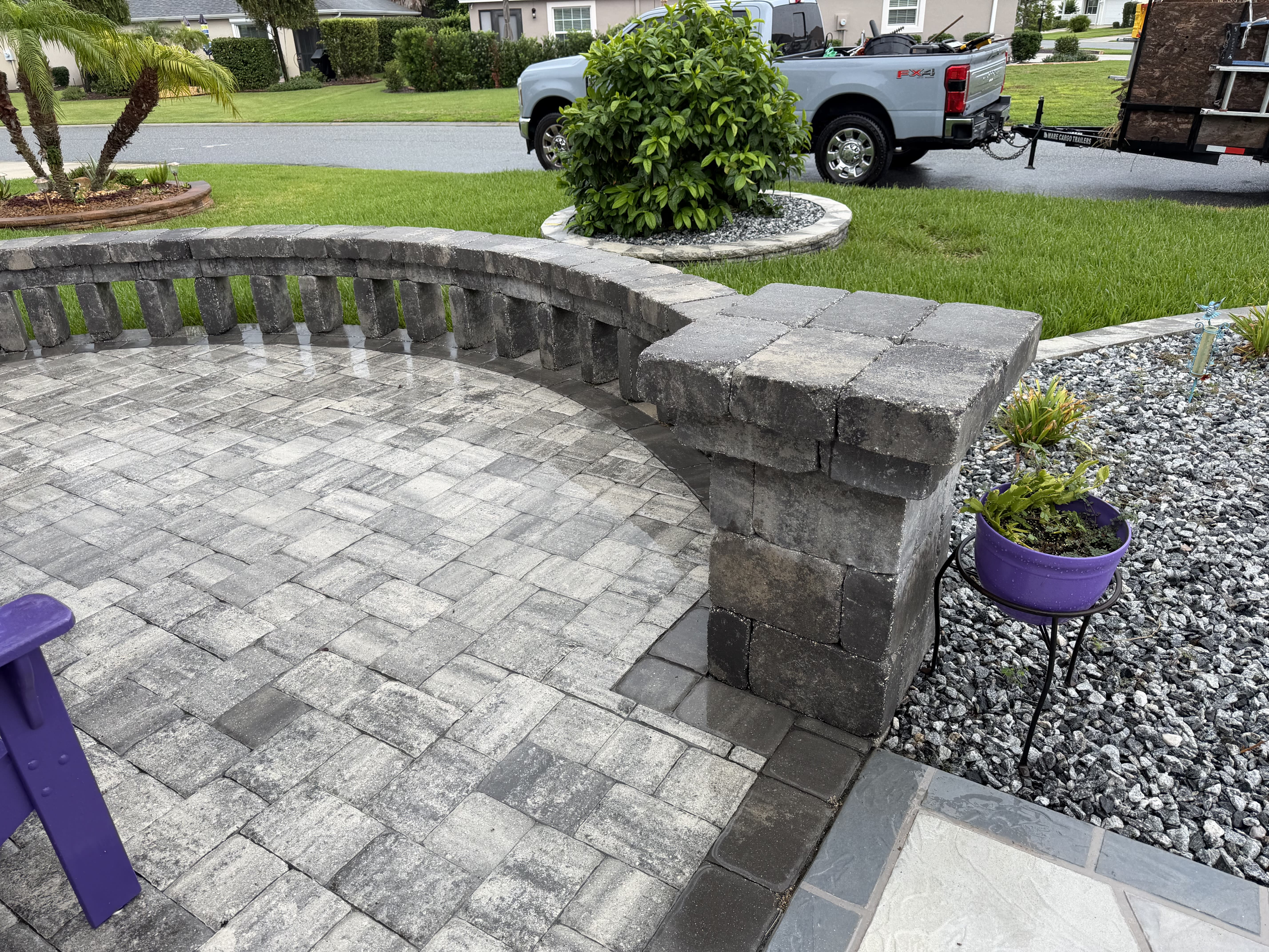 Paver patio and low wall