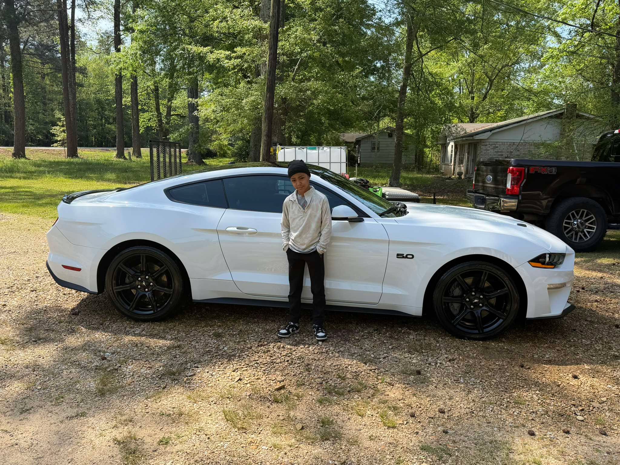 White Mustang GT with Owner