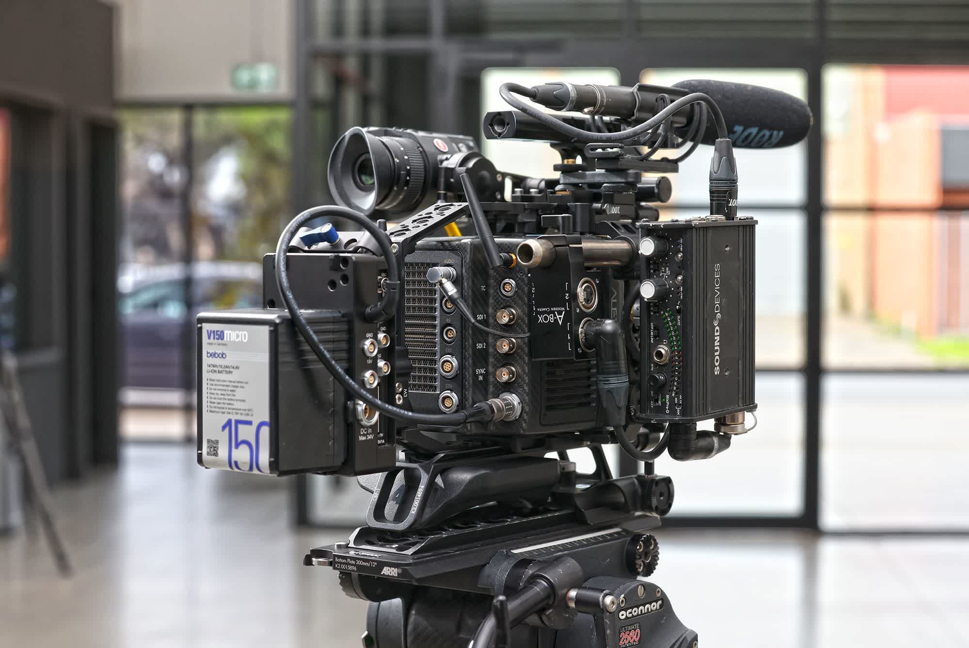 The Alexa Mini LF ready for recording audio with the Sound Devices MixPre-D attached.